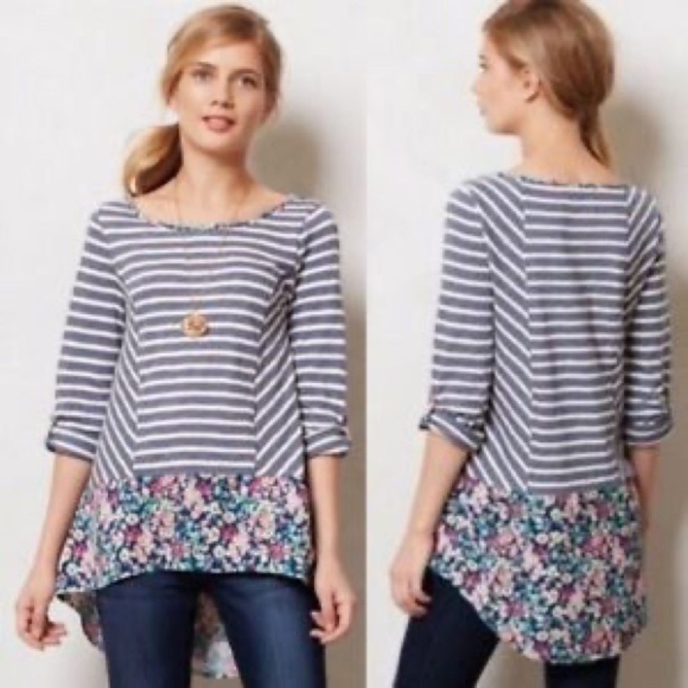 Anthropologie | postmark striped floral top